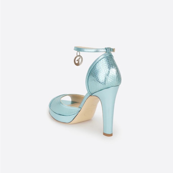 Moon D’elle The Nebbiolina Metallic Blue Leather Ankle Strap Heels - Picture 5 of 13